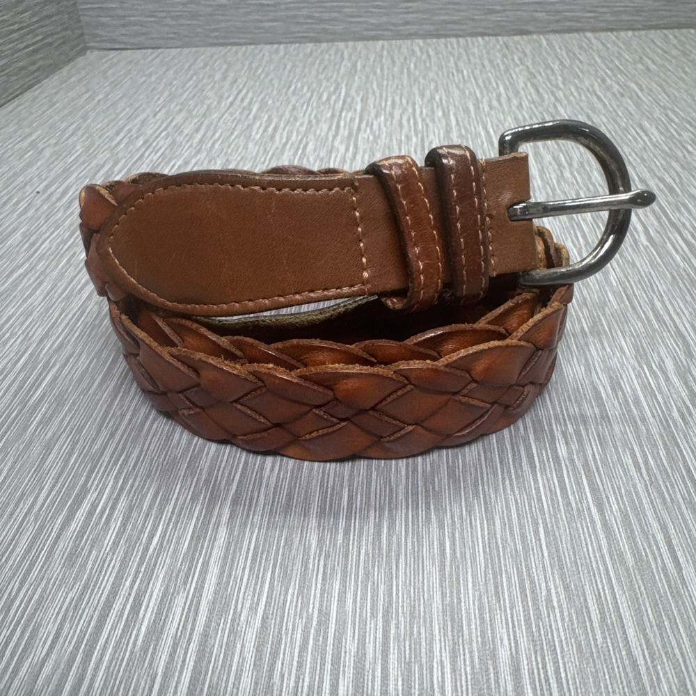 Coach British Tan Leather Braided Belt Women's‎ Size 40 Classic Preppy Style